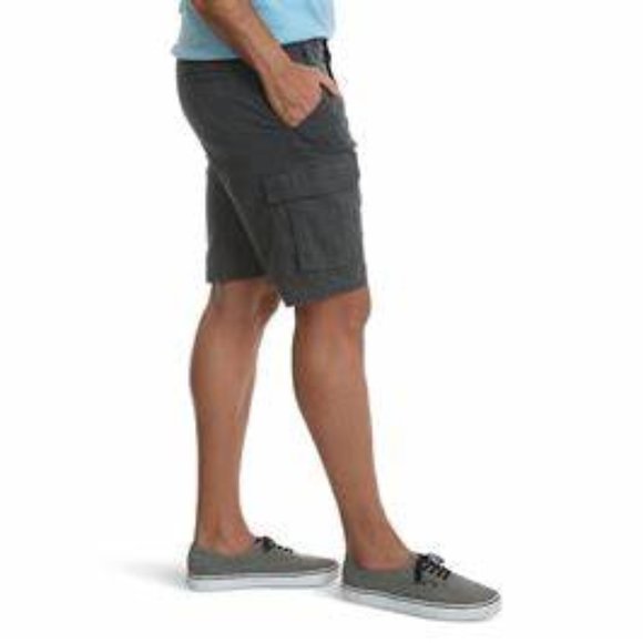 Wrangler Authentics Heren Big & Tall Classic Relaxed Fit Stretch Cargo Short, Zwarte keperstof, 36